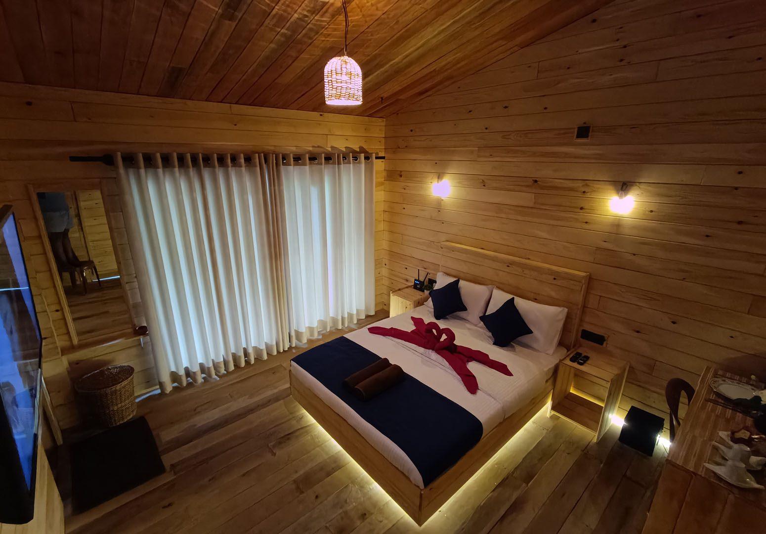 Cozy interior of a chalet at Wood Chalets Ella